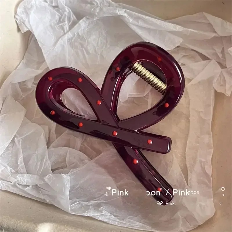 Ribbon Bow Gift - 2個セット レディース ヴィンテージ レッド 水玉模様 リボン付き