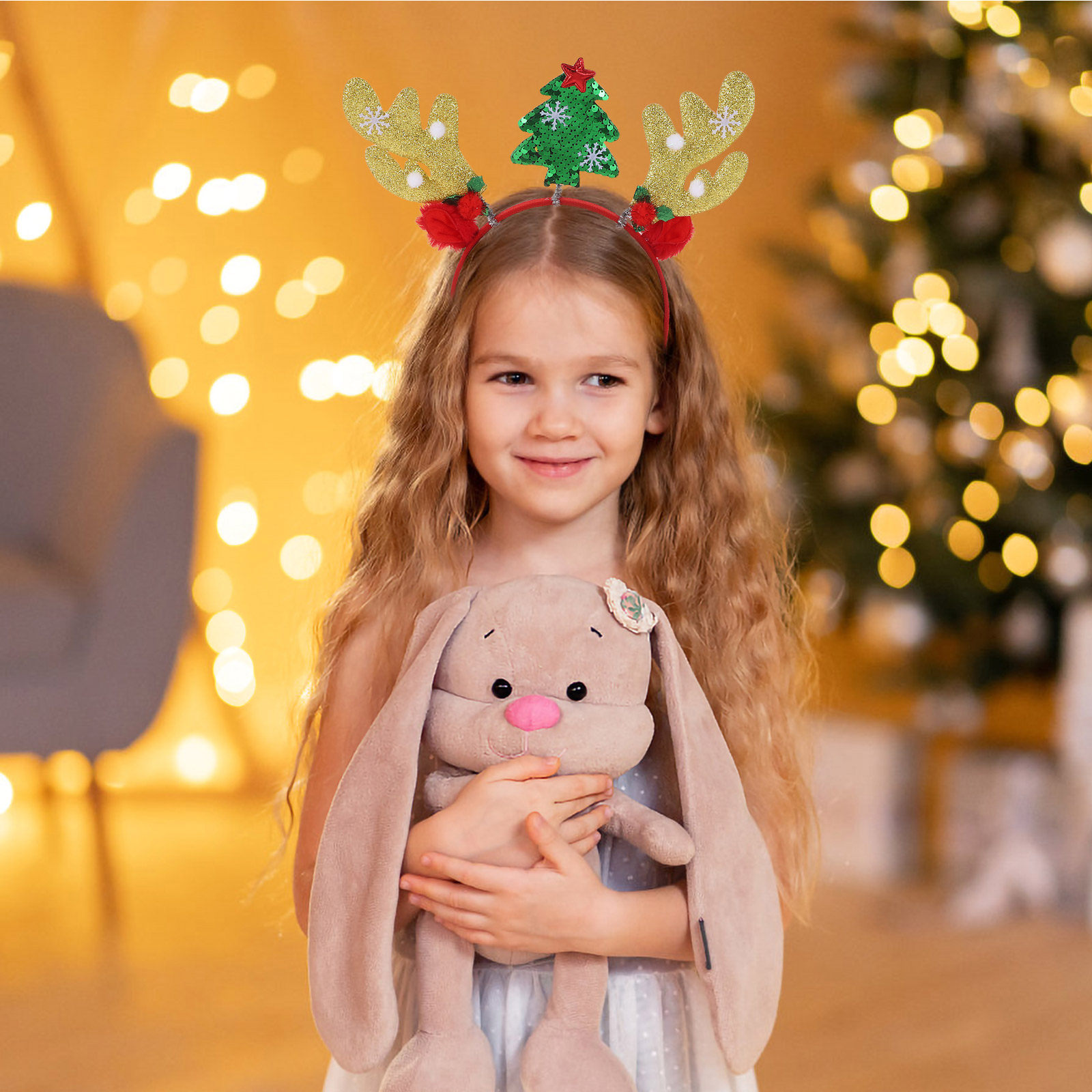 Reindeer Antlers Headband - 2 個のかわいいトナカイヘッドバンド鹿の角耳ヘッドバンド動物シミュレーションホーンヘッドウェアクイックドレッシング快適な軽量
