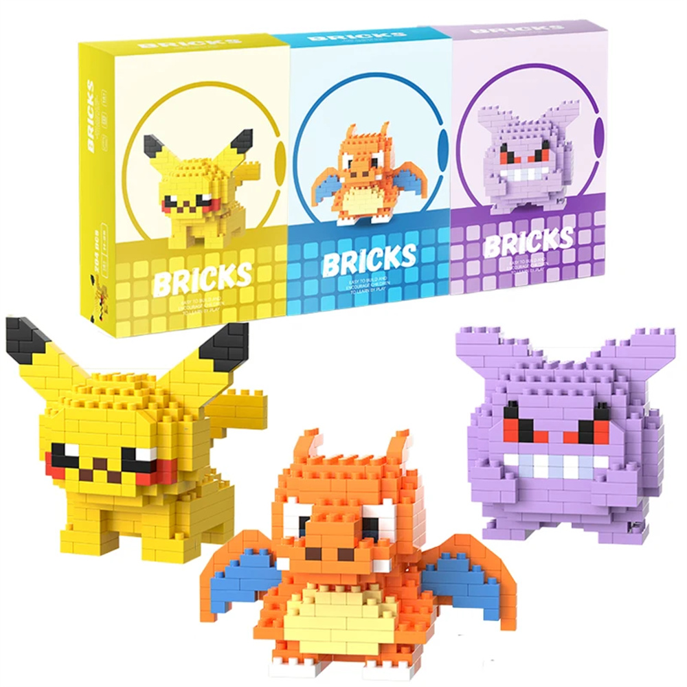 Lego Set Technic - ポケモンマイクロビルディングブロックピカチュウドラゴナイトゲンガーミニレンガモデルキットDIYおもちゃギフト子供向け