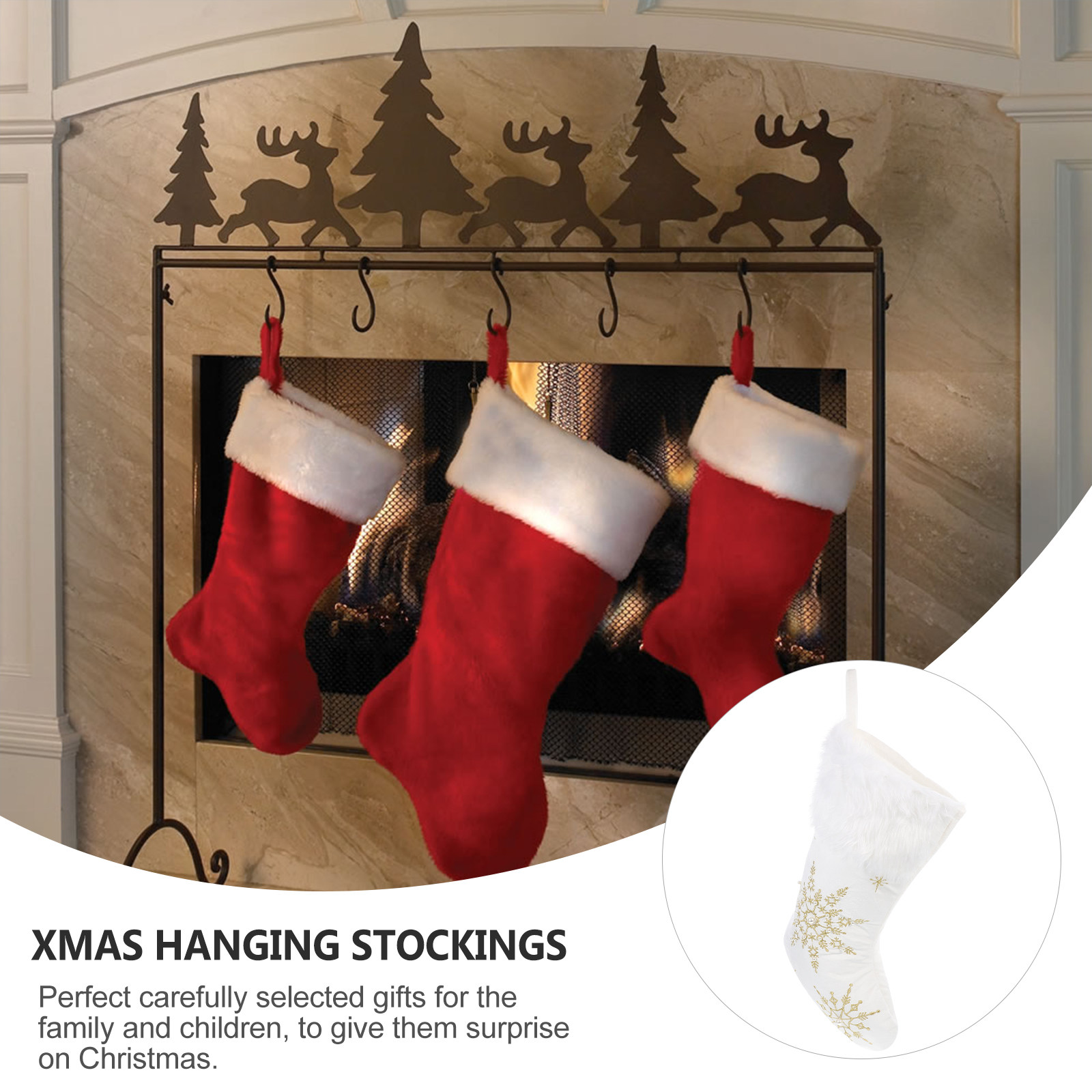 Christmas Stocking Hanging - クリスマスソックスデコレーション吊り下げペンダント クリスマスキャンディ収納ストッキング ギフトホルダー デコレーションツリーオーナメント クリスマスソックスデコレーション 1個