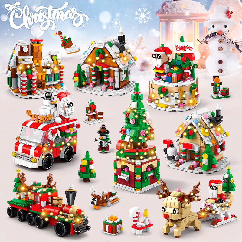 Lego Set Creator - クリエイティブシティ冬村サンタクロースジンジャーブレッドハウスクリスマストレイントナカイそりセットビルディングブロック子供のおもちゃギフト