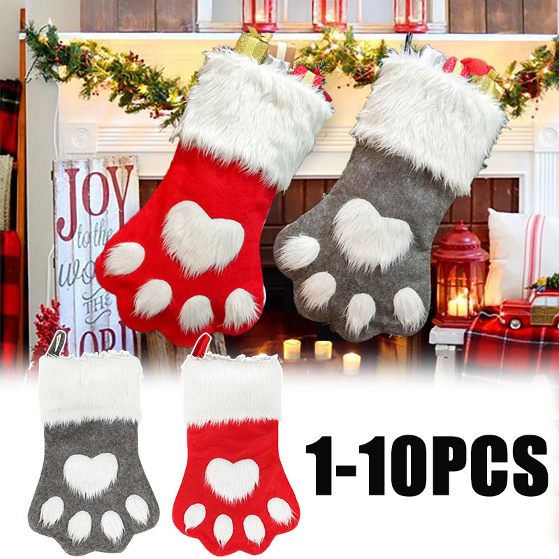 1/3/5/10個入り かわいい大容量 犬の足型 クリスマス - Christmas Stocking Hanging のレビューと価格