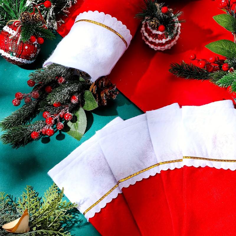 1/3/6個入りクリスマスストッキング、赤白の縁取り付きホリ - Christmas Stocking Hanging のレビューと価格