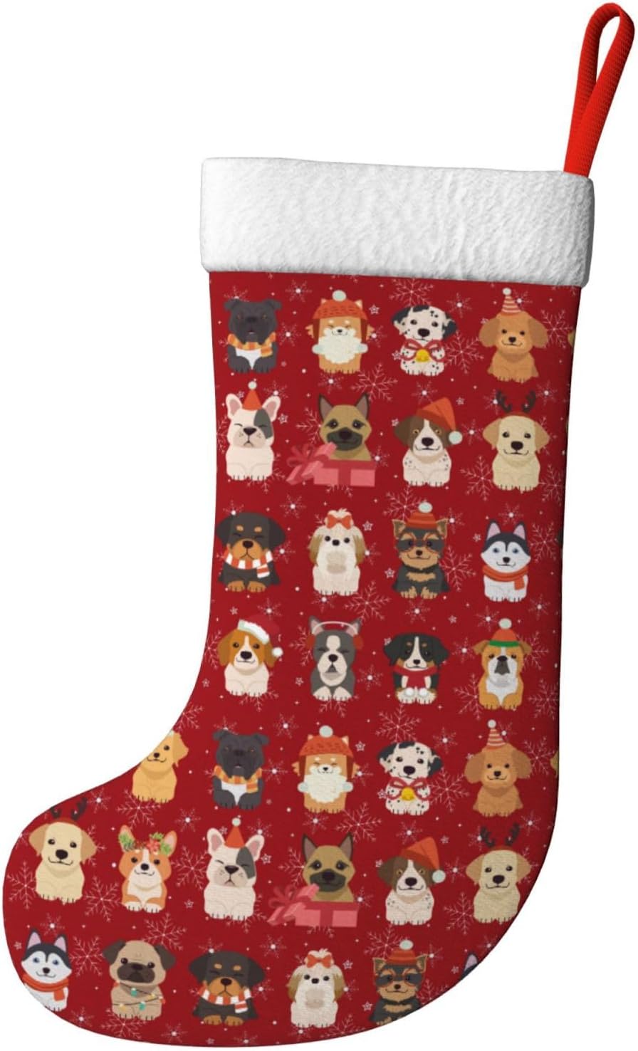 かわいいクリスマスドッグのクリスマスストッキング、暖炉吊り下 - Christmas Stocking Hanging のレビューと価格