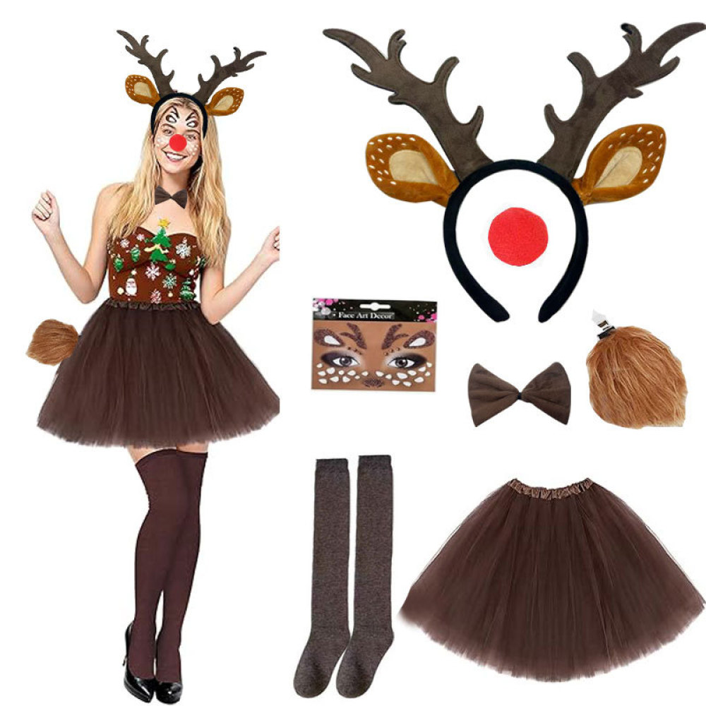 クリスマス トナカイの角 ヘッドバンド コスチュームアクセサ - Reindeer Antlers Headband のレビューと価格