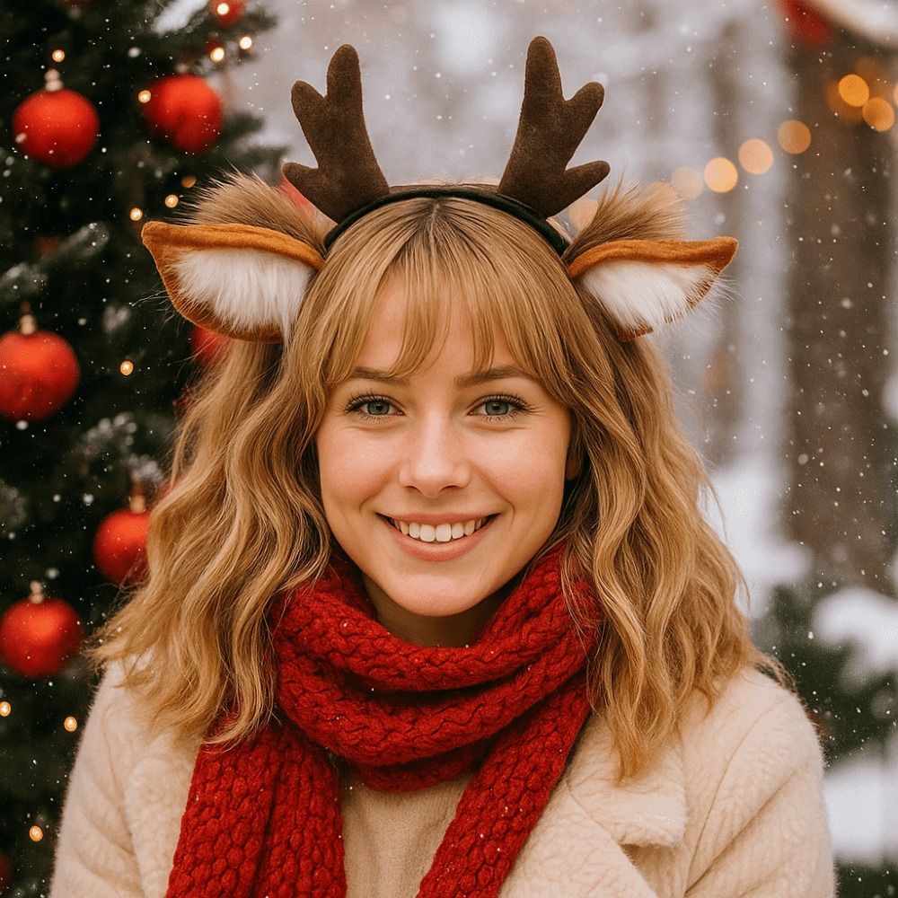 ユニセックス鹿耳トナカイの角ヘッドバンドパーティーヘッドピー - Reindeer Antlers Headband のレビューと価格