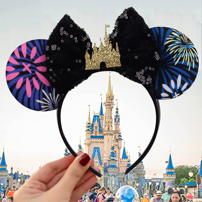 ディズニー城ミッキーマウス耳ヘッドバンドスパンコール弓女の子 - Ribbon Bow Gift のレビューと価格