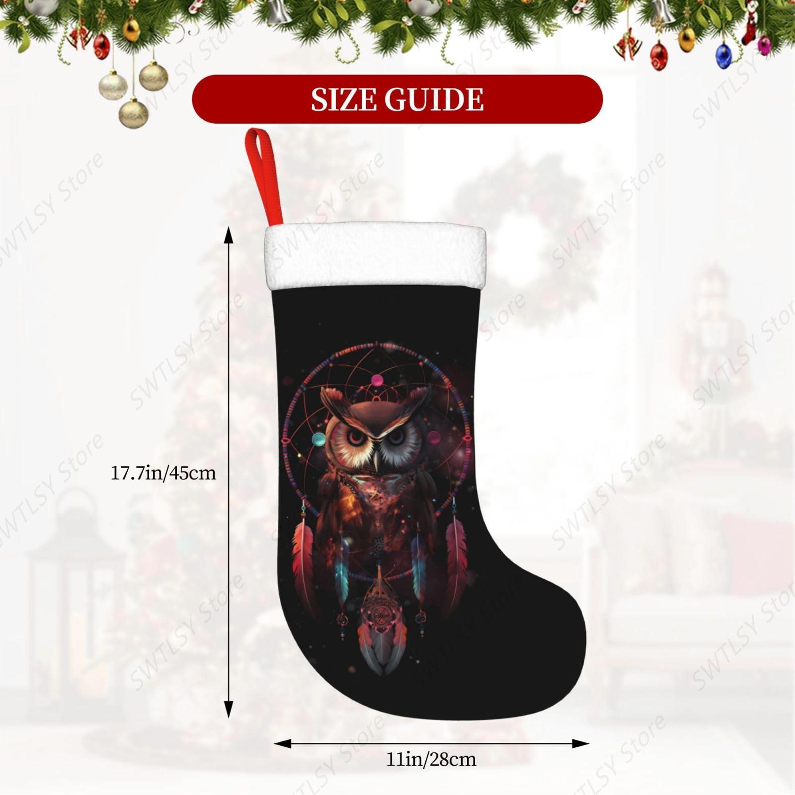 フクロウのレインボーキャッチャー、大きなクリスマスストッキン - Christmas Stocking Hanging のレビューと価格