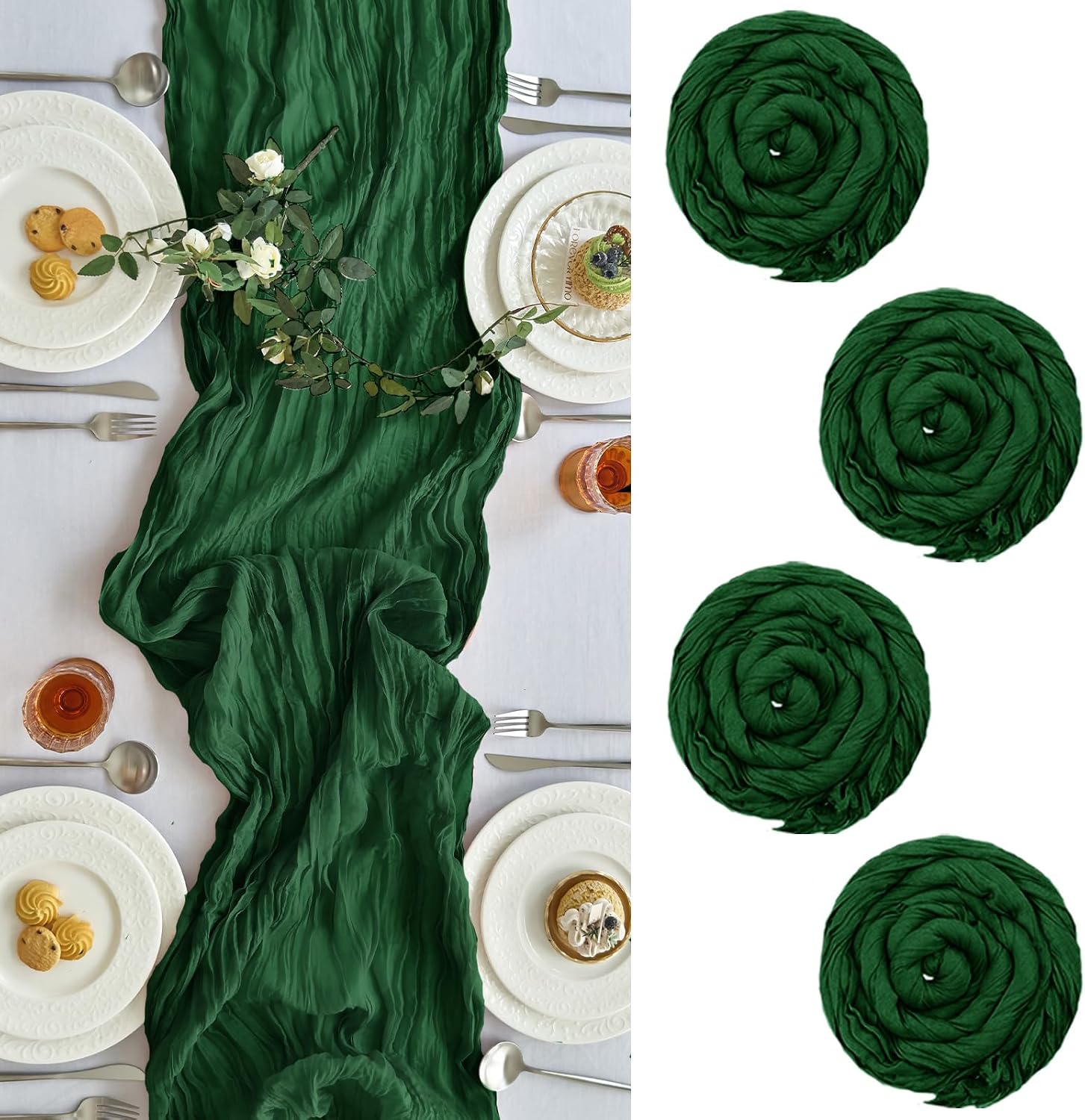 4枚セット チーズクロス テーブルランナー クリスマス エメ - Christmas Table Runner のレビューと価格