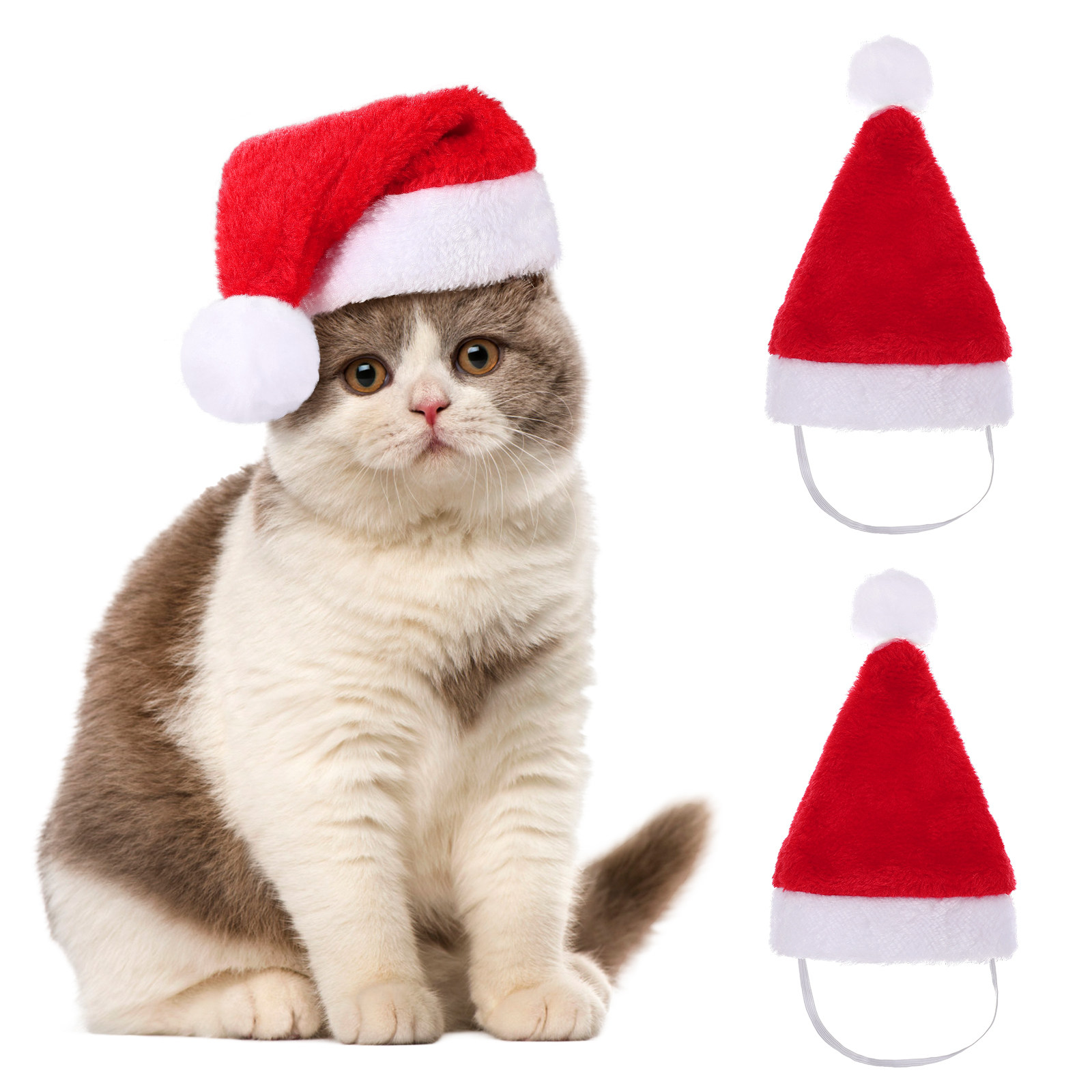 1-10個入り 高級ソフトプラッシュ クリスマスペット帽子  - Santa Hat Plush のレビューと価格