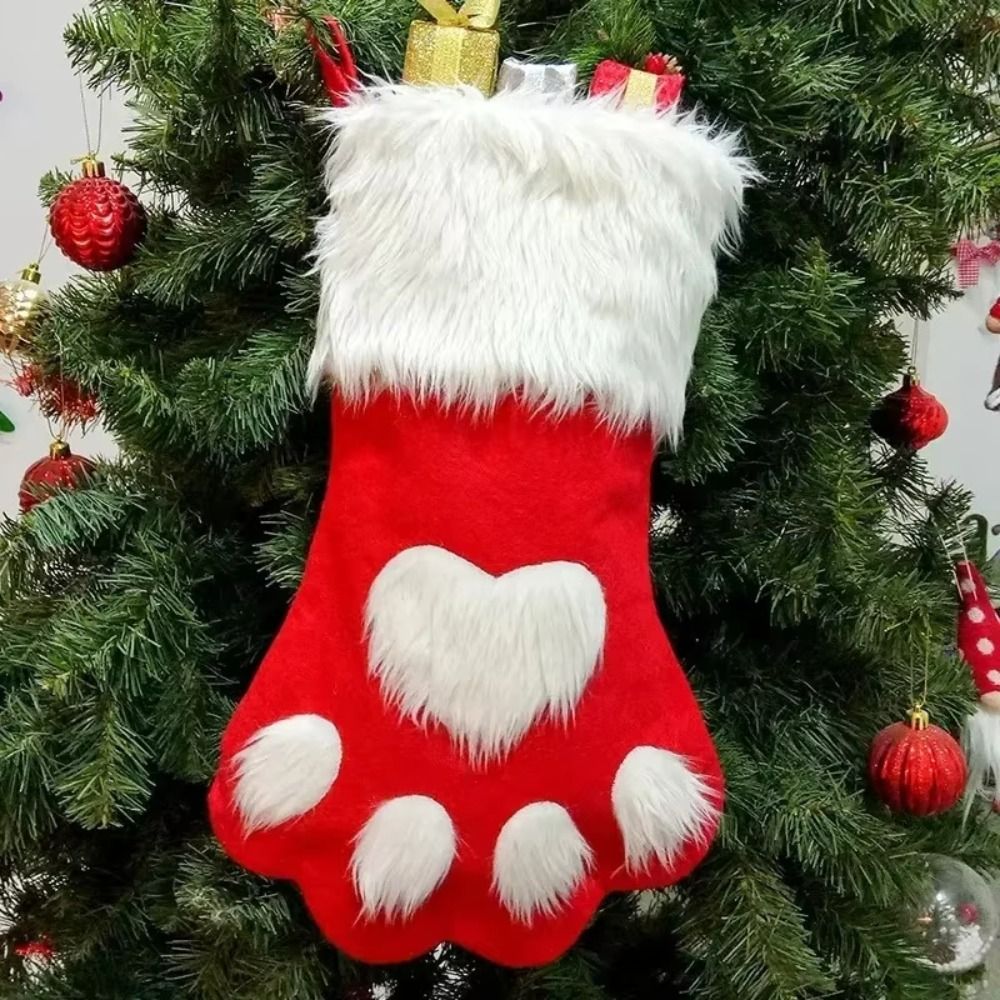 1/3/5/10個入り 長いぬいぐるみ毛の犬の足型クリスマス - Christmas Stocking Hanging のレビューと価格